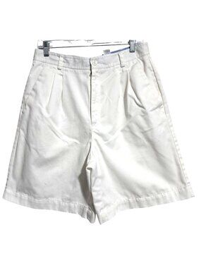 Liz Claiborne Lizsport White Pleated Shorts Womens Size 12 High Waist Mom Classi